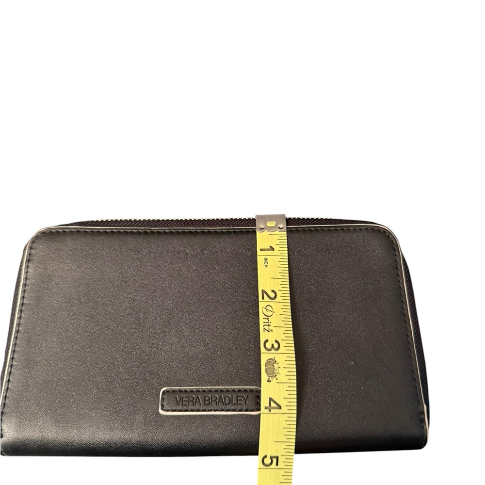 Vera Bradley Black Leather Zip Wallet with Logo Plaque - Picture 9 of 9